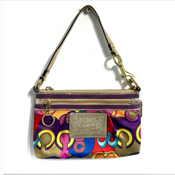 Coach Handbags - Y2K Coach Poppy mini bag clutch graffiti colorful logo print nylon leather
